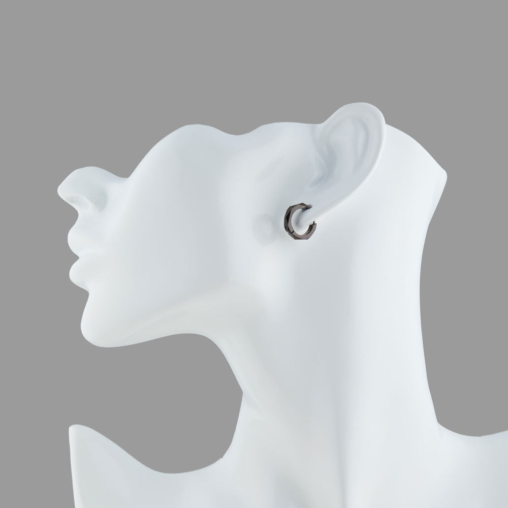 Stéelgenic Faceted Hoop Earrings PIERCE COLLECTION|PSN9133